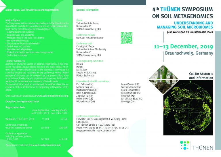 BIOCYMA en el congreso internacional 4th Thünen Symposium on Soil Metagenomics 2019 a celebrar en Braunschweig, Alemania.