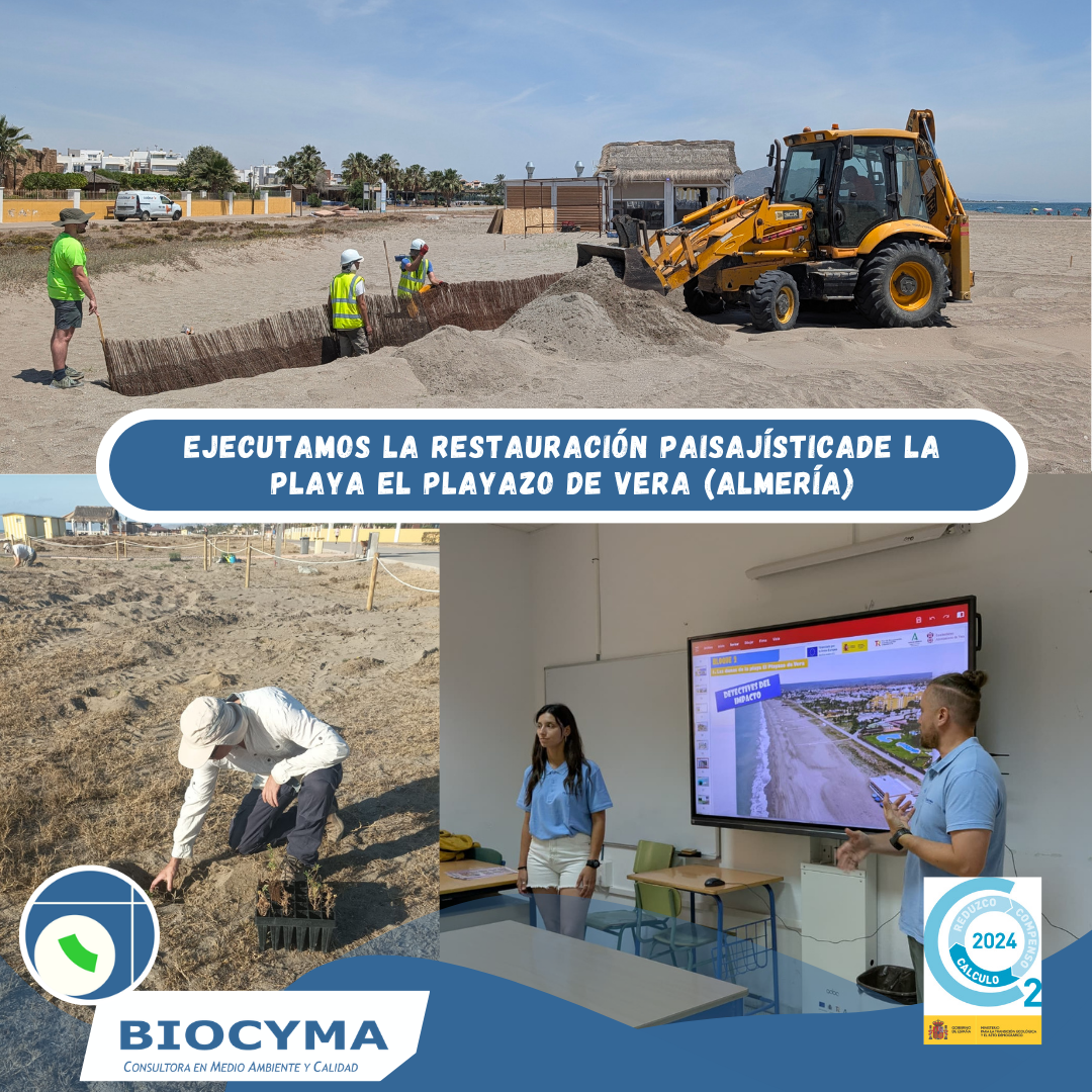 BIOCYMA ha llevado a cabo la restauración paisajística de los arenales de la playa El Playazo de Vera
