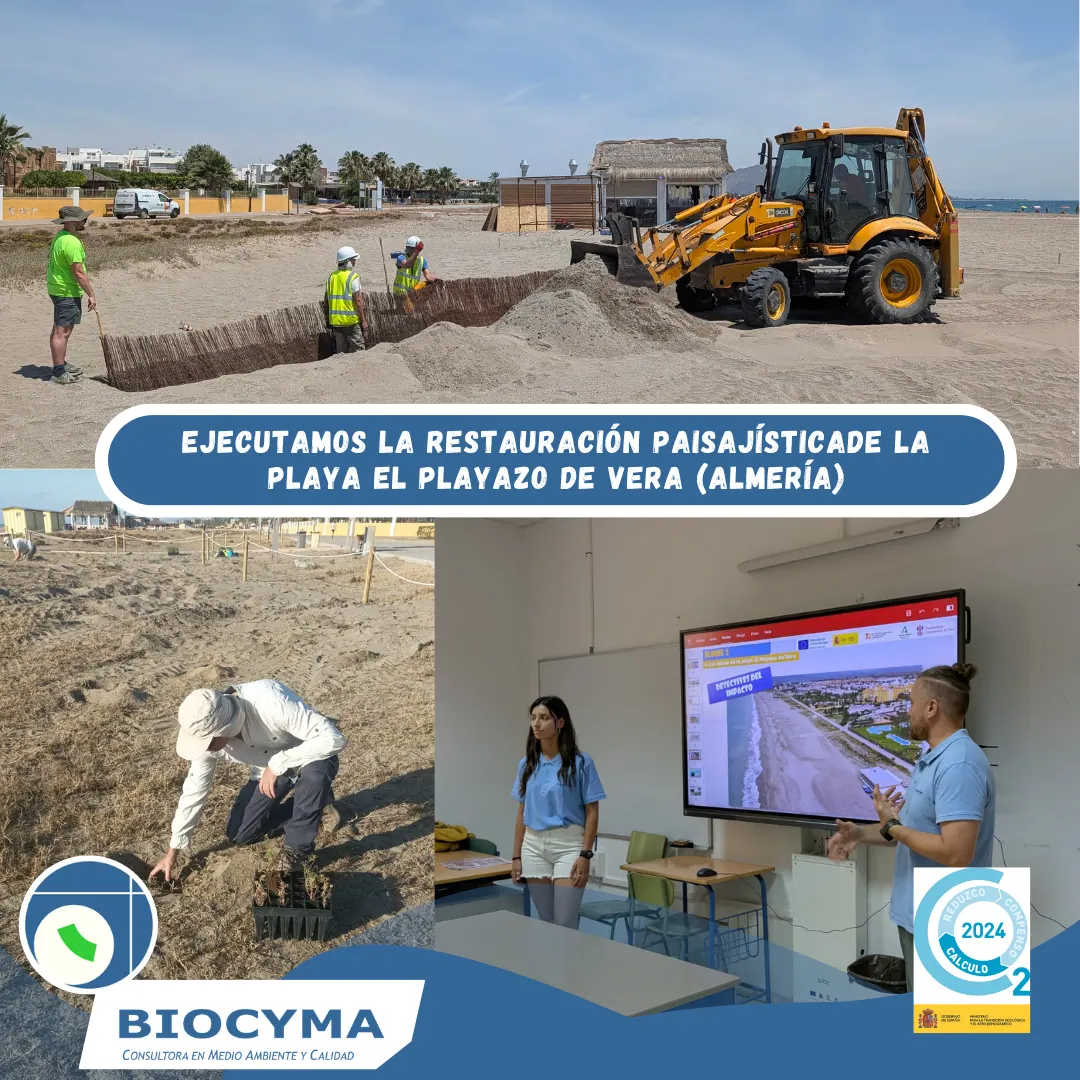 BIOCYMA ha llevado a cabo la restauración paisajística de los arenales de la playa El Playazo de Vera