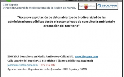 BIOCYMA participará en unas Jornadas sobre Información de Biodiversidad y Administraciones Ambientales.